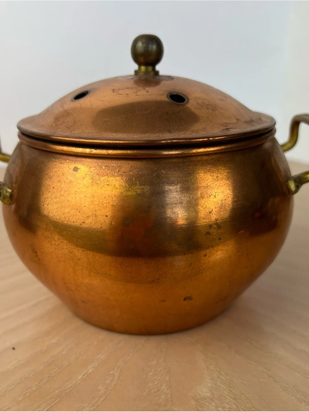 Copper Scent Pot with Brass Handles - Copper